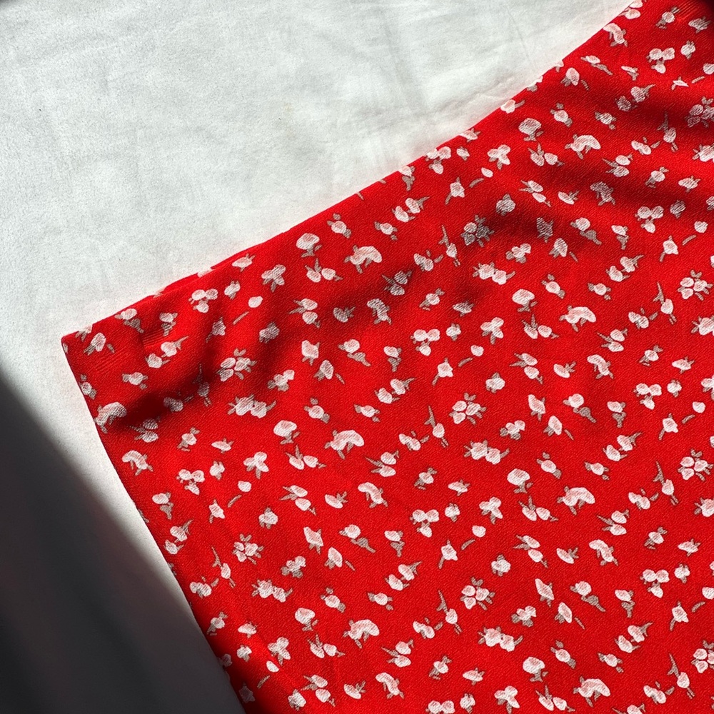 OBEY Red Floral Midi Skirt